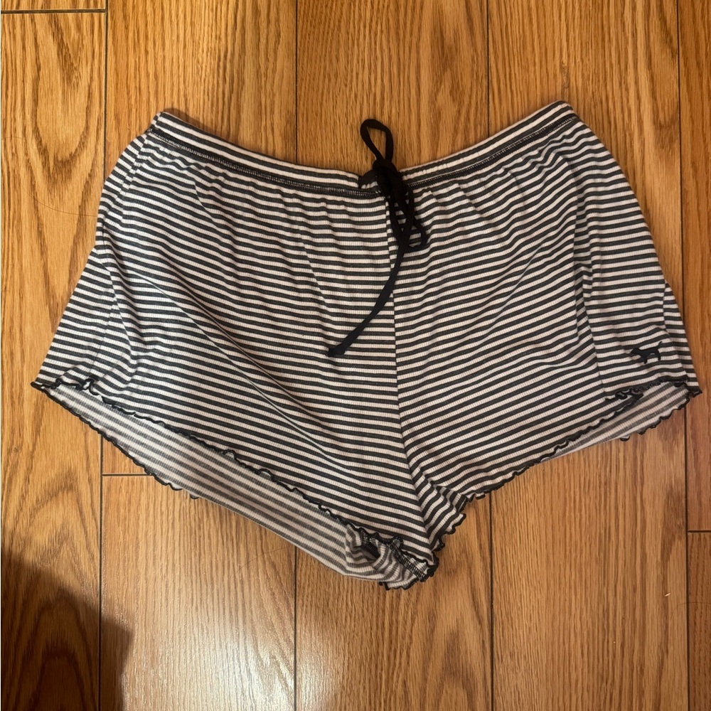 PINK Victoria's Secret Black & White Striped Pajama Shorts